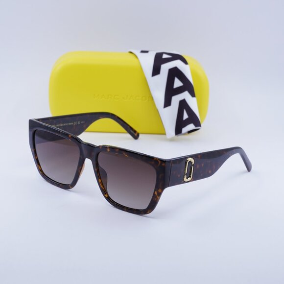 Marc Jacobs MARC 646/S 0086 HA Square Sunglasses - Dark Havana\Dark Brown - Picture 1 of 9